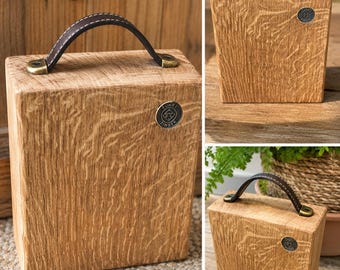 Handmade Chunky Oak Doorstop With Handle- Rustic & Durable