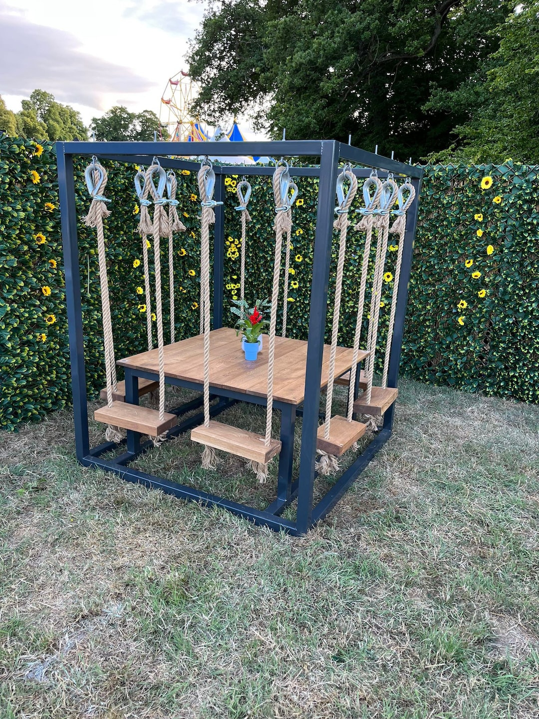 2 4 8 Seater Rustic Hand Made Funky Swing Table Set for Indoor or