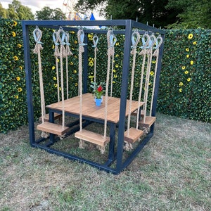 Swing Table Set | 8 Seater Rustic Hand Made For Indoor Or Outdoor Use