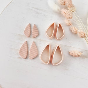 Polymer clay shape cutter mirrored set , abstract modern earring moulds, sharp 3D printed mould | clay jewellery supplies