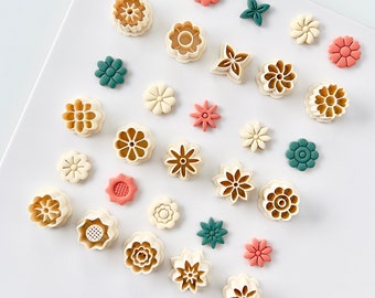 Floral Clay Earrings Cutters - 15 Shapes Flower Studs for Jewelry Making, Small Spring Clay Cutters for Earrings