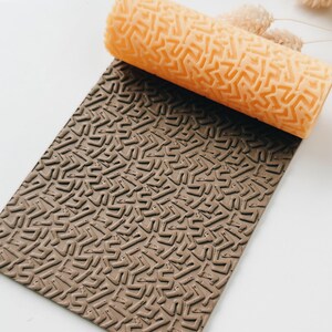 Rouleau texturé en pâte polymère - Motif de lignes aléatoires - Outil en argile pour boucles d'oreilles et bijoux - R-228