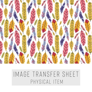 Polymer Clay Transfer Paper – Colorful Feather Pattern – Water Soluble Sheet for Earrings & Jewelry – TP-111