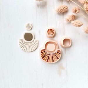 Juego de cortadores de arcilla polimérica, formas de pendientes en capas con forma de abanico, herramienta de corte de arcilla para la fabricación de joyas, diseño llamativo ZG-06