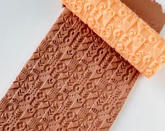 Polymer Clay Texture Roller – Abstract Tile Pattern – Clay Tool for Earrings & Jewelry – R-262