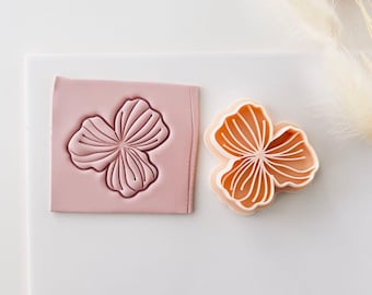 Polymer Clay Cutter with Texture Stamp, Flower Earrings Shape, 3D Printed Clay Cutter Tool for Jewelry Making, Floral Design, ZB-22