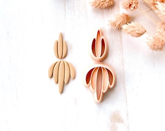 Ensemble d'emporte-pièces en pâte polymère, formes de boucles d'oreilles tulipe, emporte-pièces en argile pour la fabrication de bijoux, motif floral ZG-12