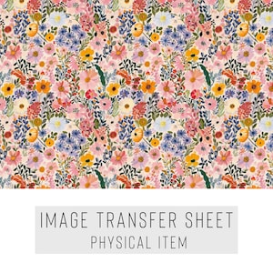 Papier transfert en argile polymère - Motif floral coloré - Feuille soluble dans l'eau pour boucles d'oreilles, bijoux et oeuvre d'art en argile - TP-045