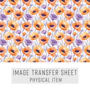 Polymer Clay Transferpapier – Orange-lila Blumenmuster – Wasserlösliches Blatt für Ohrringe & Schmuck – TP-169