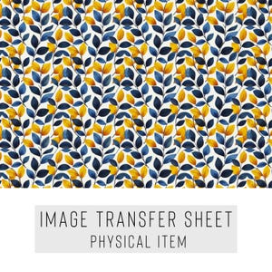 Polymer Clay Transfer Paper – Blue Yellow Leaf Pattern – Water Soluble Sheet for Earrings & Jewelry – TP-142