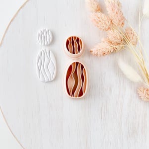 Polymer Clay Cutter, Oval Shapes with Wavy Texture for Earrings, Modern Clay Cutter Tool for Jewelry Making, Pattern Design, V-23