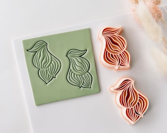 Polymer Clay Cutter Set with Texture Stamps, Botanical Leaf Earrings Shapes, 3D Printed Clay Cutter Tool, Nature Design, ZB-23