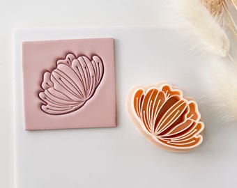 Polymer Clay Cutter with Texture Stamp, Ginkgo Leaf Earrings Shape, 3D Printed Clay Cutter Tool for Jewelry Making, Botanical Design, ZB-20