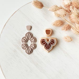 Ornate Flower Polymer Clay Cutters, Decorative Earrings Shapes for Polymer Clay Jewelry Making, Detailed Floral Clay Tools ZM-22