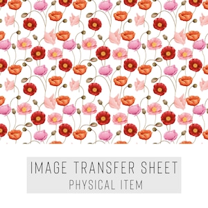 Transferpapier für Polymer Clay – Rotes Blumenmuster – Wasserlösliches Blatt für Ohrringe, Schmuck und Tonkunst – TP-038