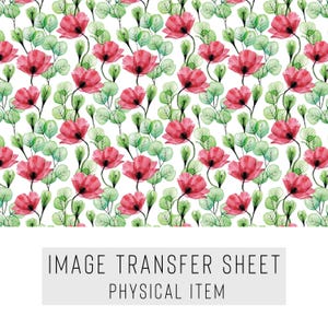 Polymer Clay Transferpapier – Rotes Mohnblumenmuster – Wasserlösliches Blatt für Ohrringe & Schmuck – TP-109