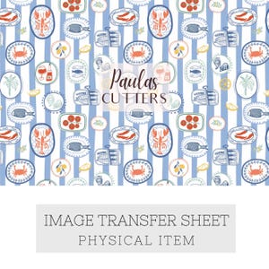 Transferpapper av polymerlera – Mönster av blått skaldjurstallrik för örhängen och smyckestillverkning – TP-599