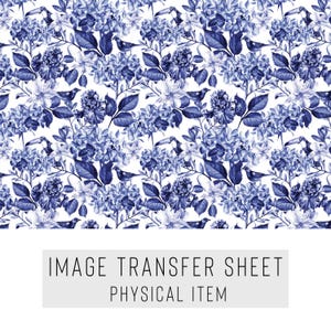 Transferpapier van polymeerklei – blauw bloemenpatroon – wateroplosbaar vel voor oorbellen, sieraden en kleikunst – TP-089
