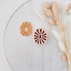 Polymer Clay Cutter, Round Sunburst Shapes for Earrings, Textured Clay Cutter Tool for Jewelry Making, Modern Radial Design, W-18