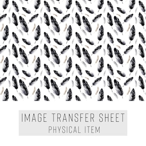 Papel de transferencia para arcilla polimérica – Diseño de plumas negras – Lámina soluble en agua para pendientes y joyería – TP-112