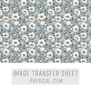 Papier transfert pour pâte polymère – Motif floral bleu – Feuille soluble dans l'eau pour boucles d'oreilles et bijoux – TP-334