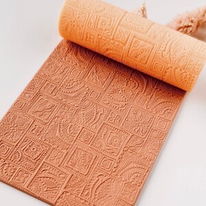 Rolo texturizador para argila polimérica – Padrão de azulejo vintage – Ferramenta para argila para brincos e joias – R-219