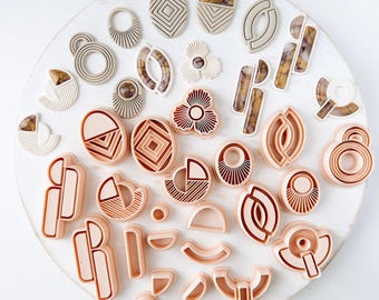 Polymer Clay Cutter Set Bundle, Mixed Earrings Shapes Collection, Clay Cutter Tool for Jewelry Making, Large Set ZE-15 to ZE-27