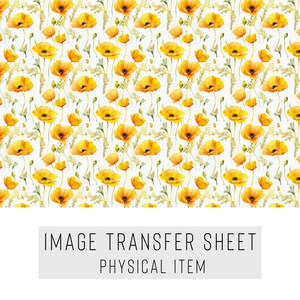 Polymer Clay Transferpapier – Gelbes Mohnblumenmuster – Wasserlösliches Blatt für Ohrringe & Schmuck – TP-117