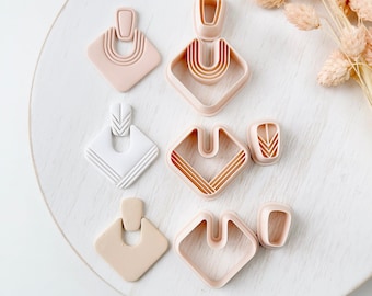 Polymer Clay Cutter Set, Geometric Earrings Shapes, Clay Cutter Tool for Jewelry Making, Modern Bundle ZG-30 / ZH-02
