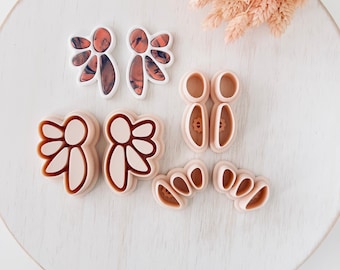 Polymer Clay Cutter Set, Petal Fan Earrings Shapes, Clay Cutter Tool for Jewelry Making, Floral Statement Design, Z-15