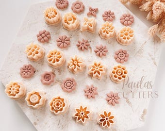 Tagliapasta per argilla polimerica, forme di mini fiori, piccolo strumento per tagliare orecchini floreali, tagliapasta per argilla per la creazione di gioielli, C-16