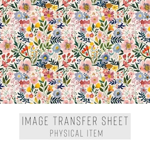 Papier transfert en pâte polymère - Motif de fleurs sauvages colorés - Feuille soluble dans l'eau pour boucles d'oreilles, bijoux et oeuvre d'art à l'argile - TP-064