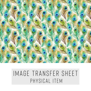 Papel de transferencia para arcilla polimérica – Diseño de pluma de pavo real – Lámina soluble en agua para pendientes y joyería – TP-110