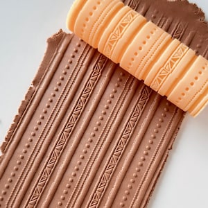 Polymer Clay Texture Roller – Decorative Stripe Pattern – Clay Tool for Earrings & Jewelry – R-261
