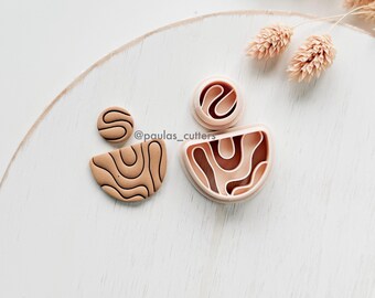 Abstract Organic Polymer Clay Cutters, Art Inspired Earrings Shapes for Unique Jewelry Making, Fluid Clay Tools ZK-27
