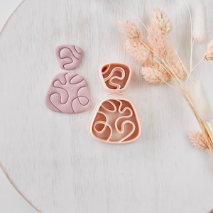 Cortador de arcilla polimérica, formas abstractas para pendientes, herramienta de corte de arcilla orgánica para la fabricación de joyas, diseño fluido moderno, V-14