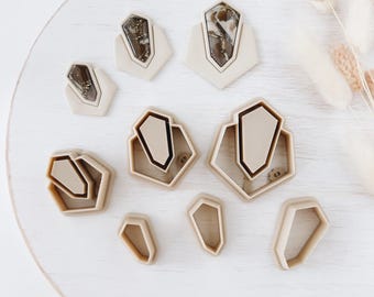 Polymer Clay Cutter Set, Geometric Earrings Shapes, 3D Printed Clay Cutter Tool for Jewelry Making, Modern Design, ZC-11