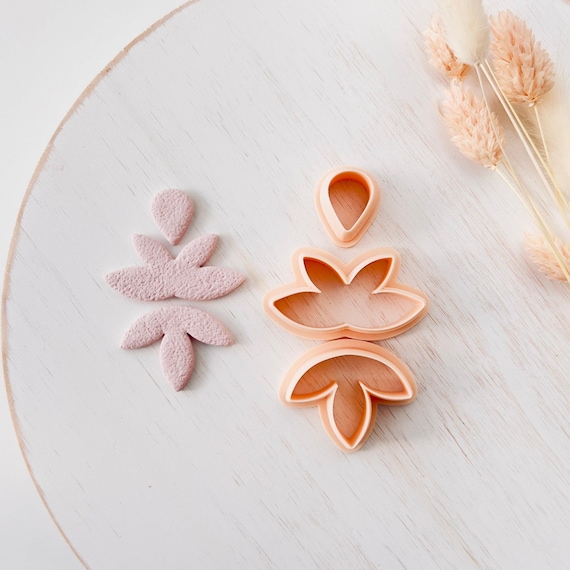 Polymer Clay Cutter Set, Floral Drop Earrings Shapes, 3D Printed Clay Cutter Tool for Jewelry Making, Botanical Design, ZC-02