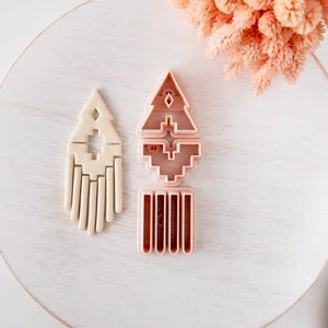 Set di taglia-argilla polimerica, forme tribali con frange per orecchini, strumento per tagliare l'argilla per la creazione di gioielli, design boho di tendenza, Z-06