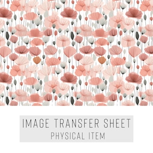 Papier transfert en pâte polymère - Motif coquelicot rose - Feuille soluble dans l'eau pour boucles d'oreilles et bijoux - TP-166