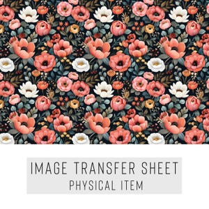 Papel de transferencia para arcilla polimérica – Diseño floral oscuro – Lámina soluble en agua para pendientes y joyería – TP-281