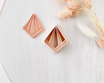 Polymer Clay Cutter, Diamond Shapes with Line Detail for Earrings, Geometric Clay Cutter Tool for Jewelry Making, V-26