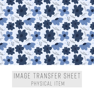 Papel de transferencia para arcilla polimérica – Diseño floral azul – Lámina soluble en agua para pendientes y joyería – TP-295