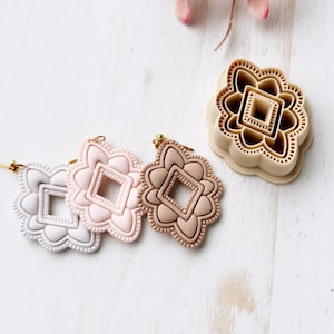 Emporte-pièces en pâte polymère, fleurs carrées superposées, formes de boucles d'oreilles décoratives pour la fabrication de bijoux en pâte polymère, outils floraux en argile ZO-16
