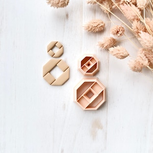Juego de cortadores de arcilla polimérica, formas hexagonales para pendientes en capas, herramienta para cortar arcilla para la fabricación de joyas, diseño geométrico ZG-17