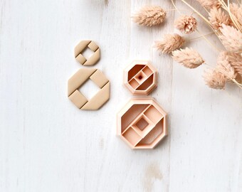 Polymer Clay Cutter Set, Hexagon Layered Earrings Shapes, Clay Cutter Tool for Jewelry Making, Geometric Design ZG-17