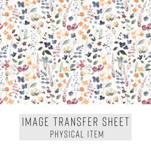 Papier transfert pour pâte polymère – Motif fleurs sauvages douces – Feuille soluble dans l'eau pour boucles d'oreilles, bijoux et créations en pâte polymère – TP-095