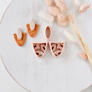 Polymer Clay Cutter, Textured Fan Shapes for Earrings, Statement Clay Cutter Tool for Jewelry Making, Modern Boho Design, W-07