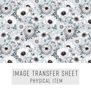Polymer Clay Transferpapier – Schwarz-weißes Blumenmuster – Wasserlösliches Blatt für Ohrringe, Schmuck und Tonkunst – TP-091
