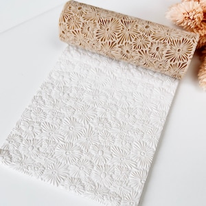 Rouleau à texturer pour pâte polymère – Motif marguerite – Outil pour la création de boucles d'oreilles et de bijoux – R-089